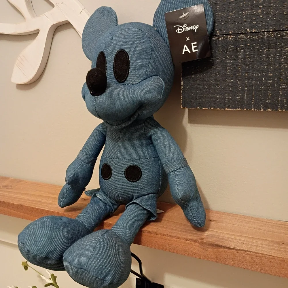 Disney x American Eagle Mickey Mouse Denim Plush Collectible Blue 1898-900 NWT